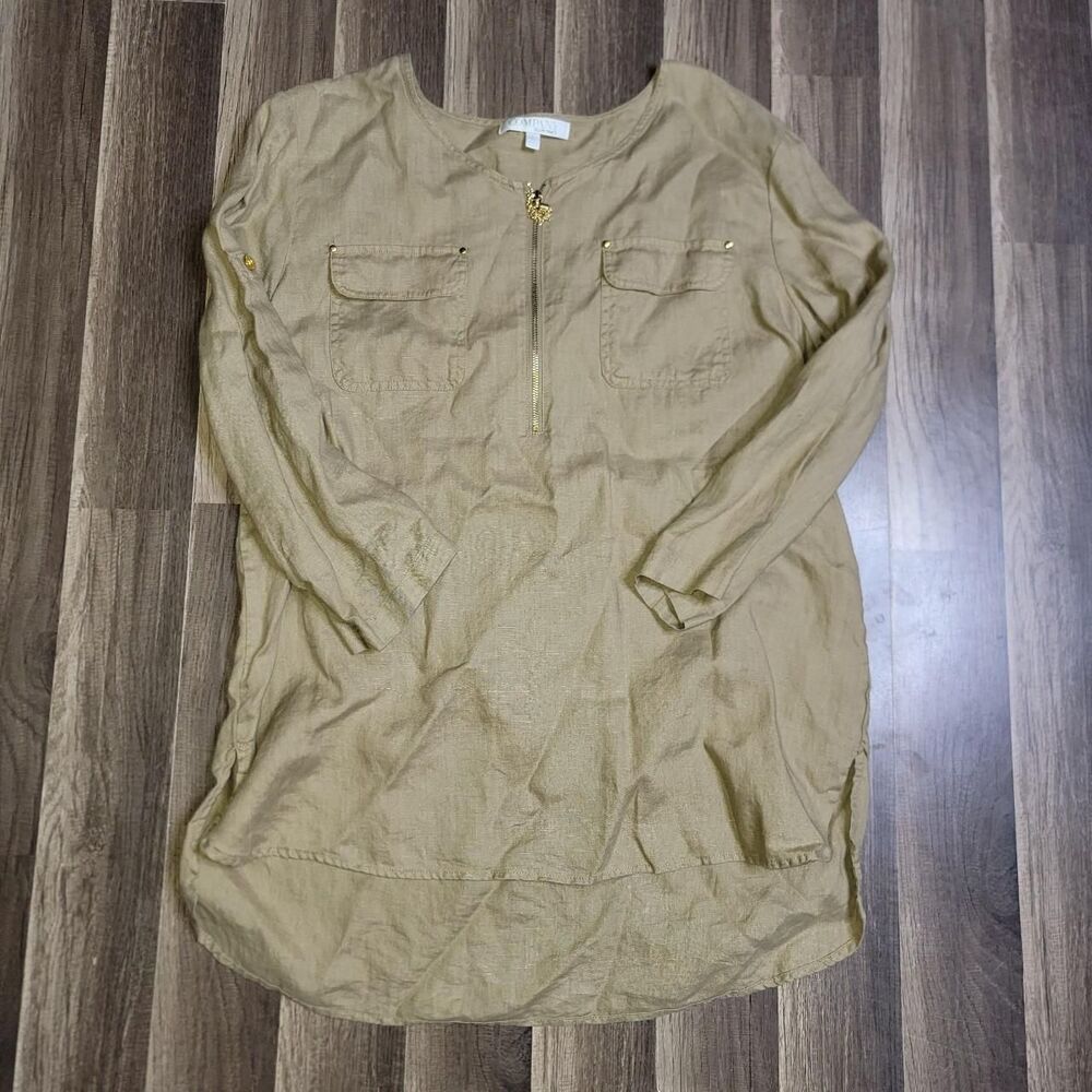 Ellen-tracy Women's Khaki and Gold Blouse